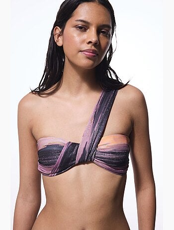 Nixie top bikini a una spalla a righe penti