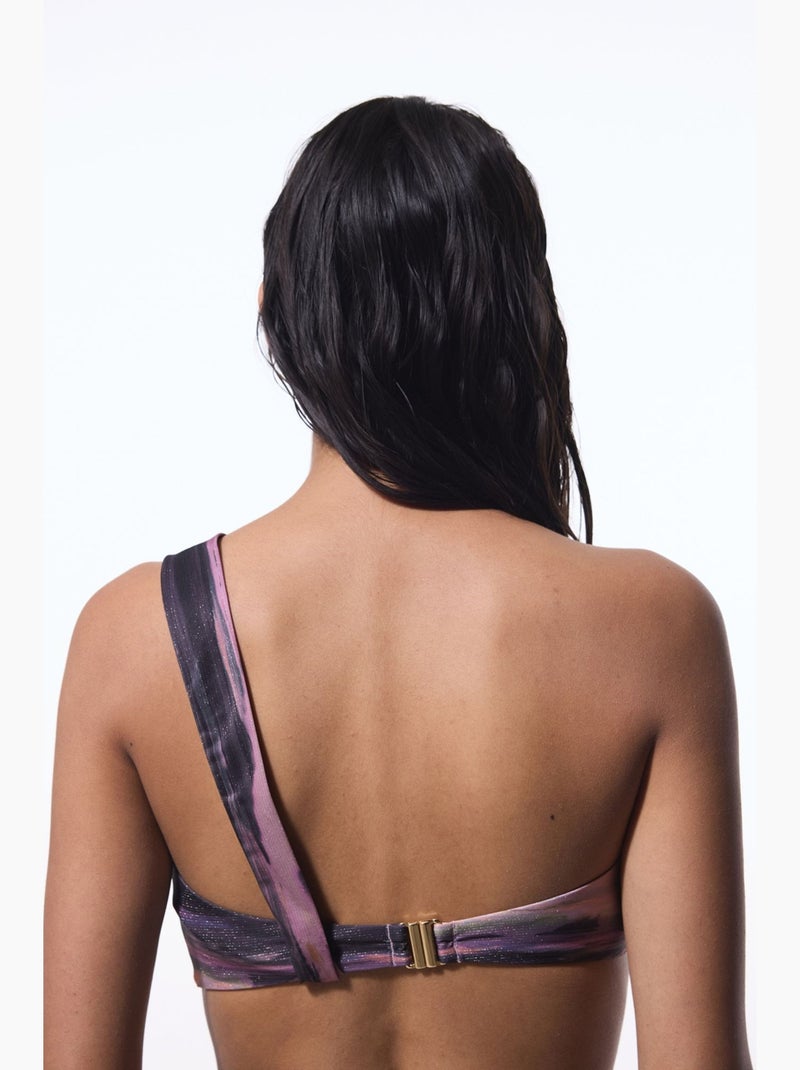 Nixie top bikini a una spalla a righe penti Malva - Kiabi