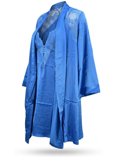 Nuisette e kimono donna seta effetto raso pizzo paillette ozabi - Kiabi Nuisette e kimono donna seta effetto raso pizzo paillette ozabi - Kiabi