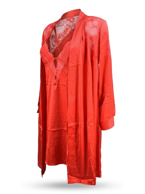 Nuisette e kimono donna seta effetto raso pizzo paillette ozabi - Kiabi