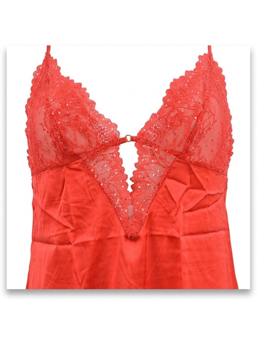 Nuisette e kimono donna seta effetto raso pizzo paillette ozabi - Kiabi