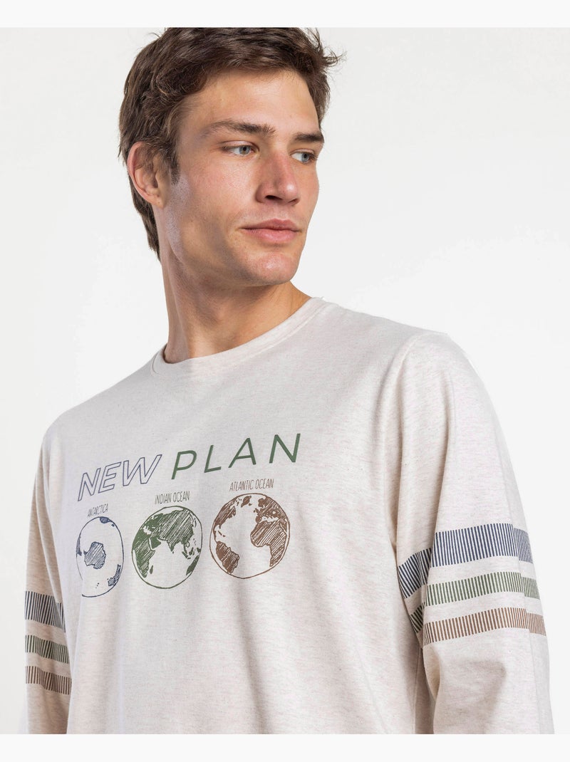 NUOVO PIANO Pigiama Planetario a maniche lunghe da uomo Beige - Kiabi