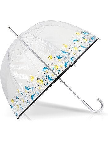 Ombrello bastone, campana trasparente, antivento, manuale donna Isotoner