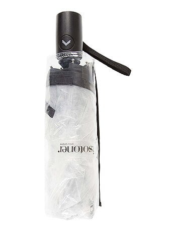 Ombrello robusto, trasparente, apertura/chiusura manuale donna Isotoner