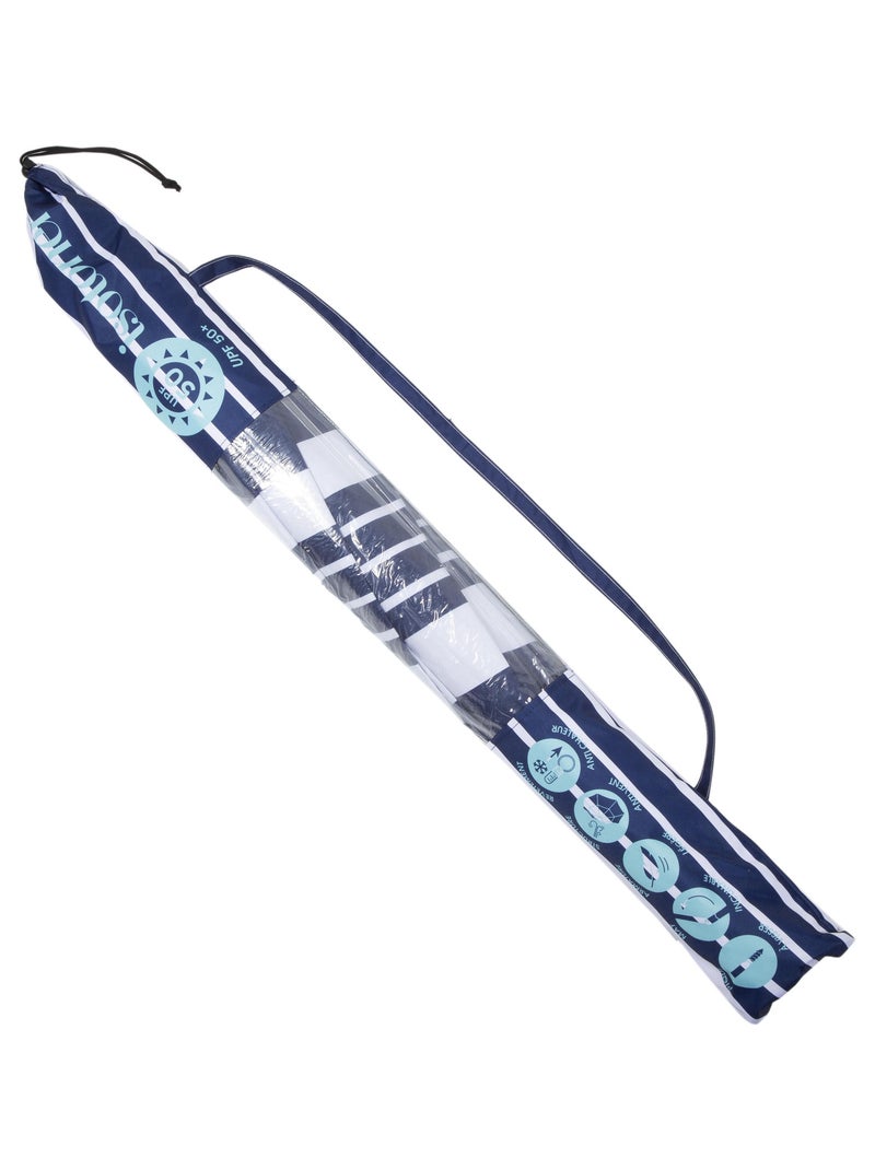 Ombrellone a strisce miste, Arco di 180 cm - Anti-UV UPF50+ - Struttura antivento Blu marino - Kiabi