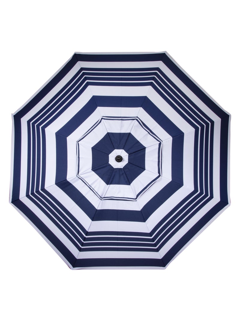 Ombrellone a strisce miste, Arco di 180 cm - Anti-UV UPF50+ - Struttura antivento Blu marino - Kiabi