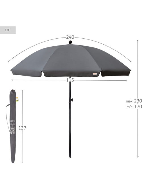 Ombrellone da giardino 240 cm protezione uv30 grigio aktive giardino - Kiabi