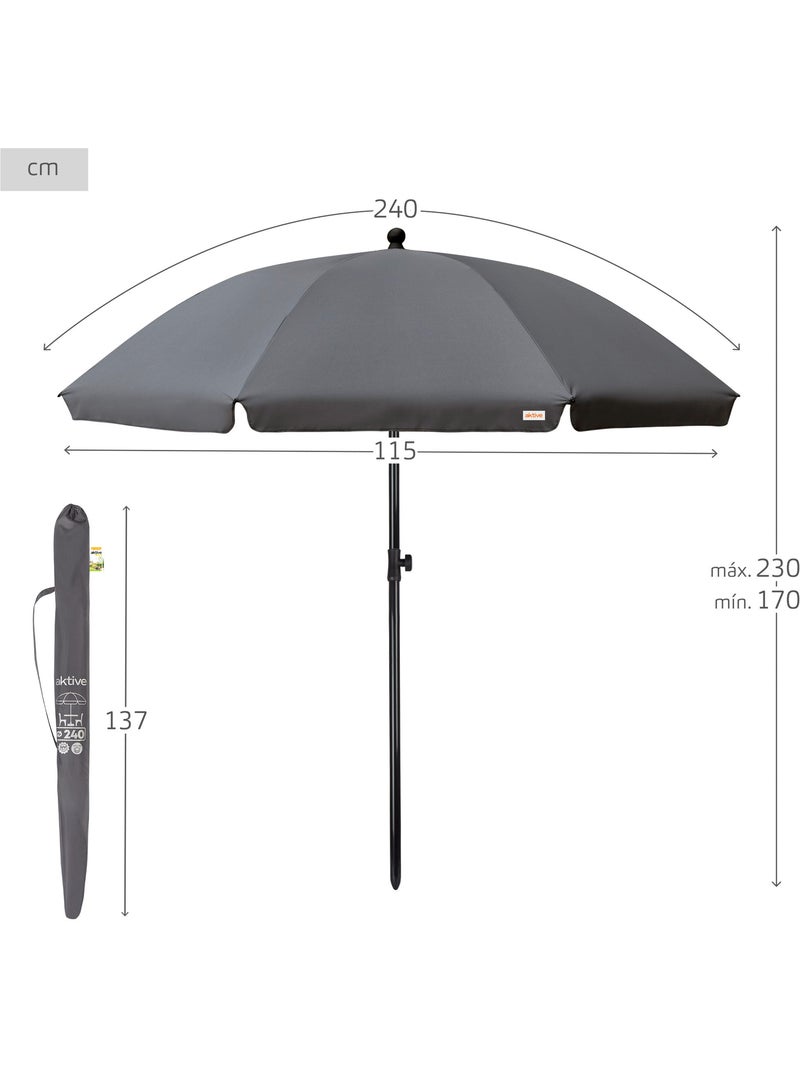 Ombrellone da giardino 240 cm protezione uv30 grigio aktive giardino Grigio - Kiabi