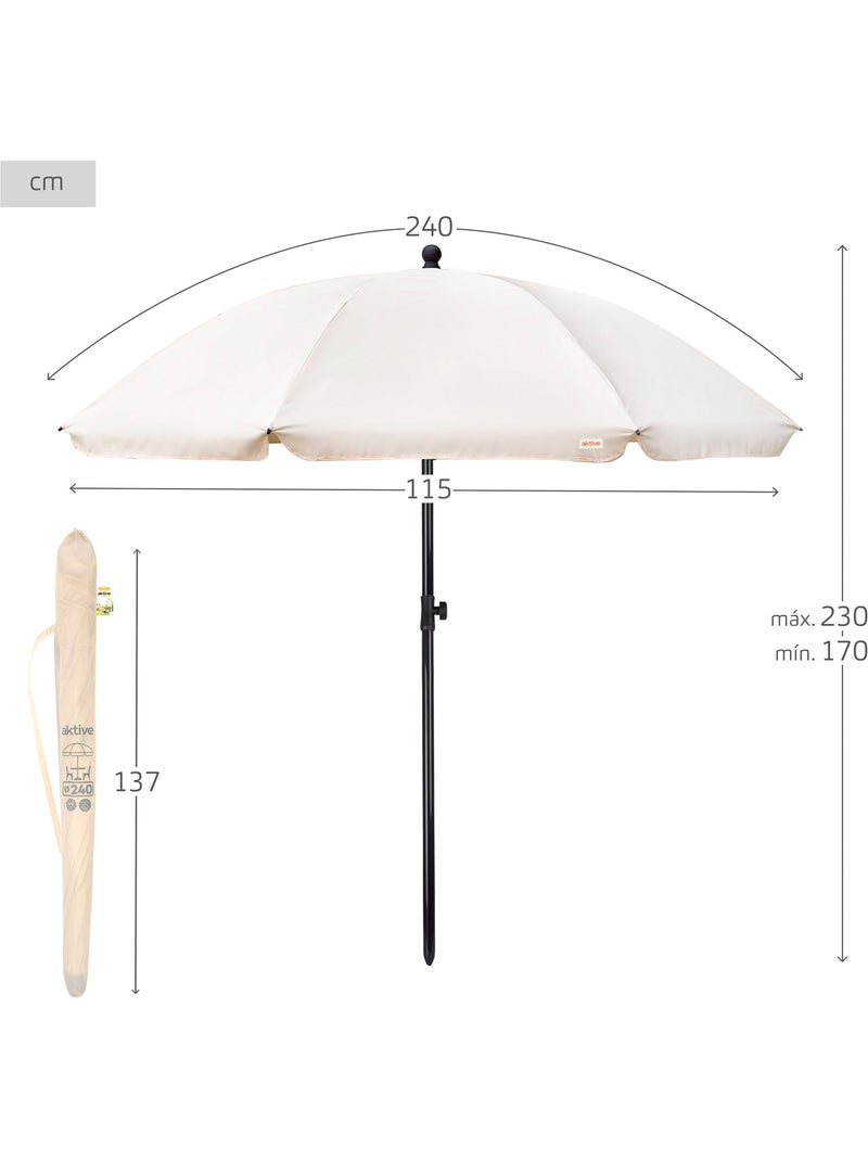 Ombrellone da giardino con filtro solare 240 cm Aktive Beige - Kiabi