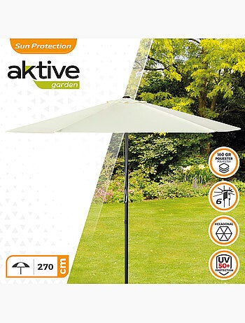 Ombrellone da giardino esagonale Ø270 cm con doppio sistema di carrucole Aktive