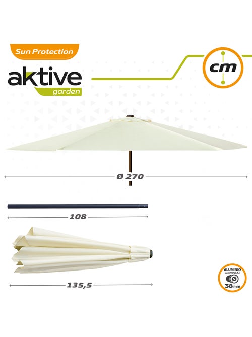Ombrellone da giardino esagonale Ø270 cm con doppio sistema di carrucole Aktive - Kiabi