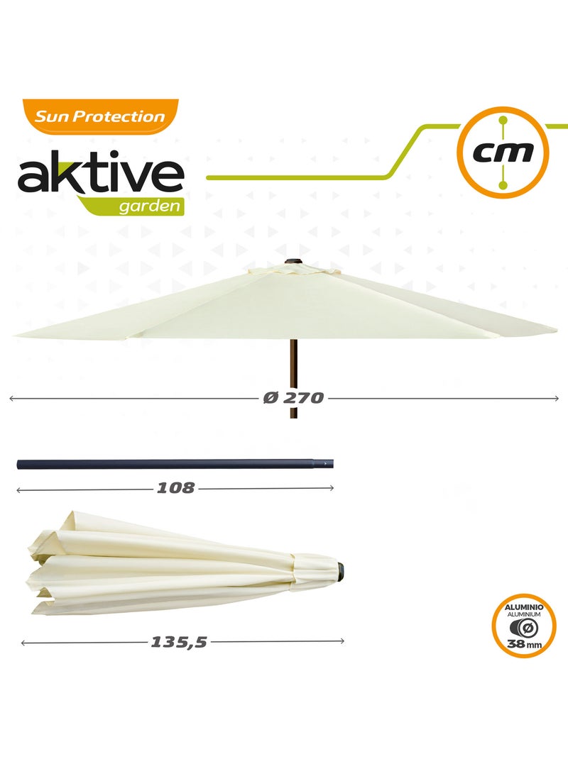 Ombrellone da giardino esagonale Ø270 cm con doppio sistema di carrucole Aktive Crema - Kiabi