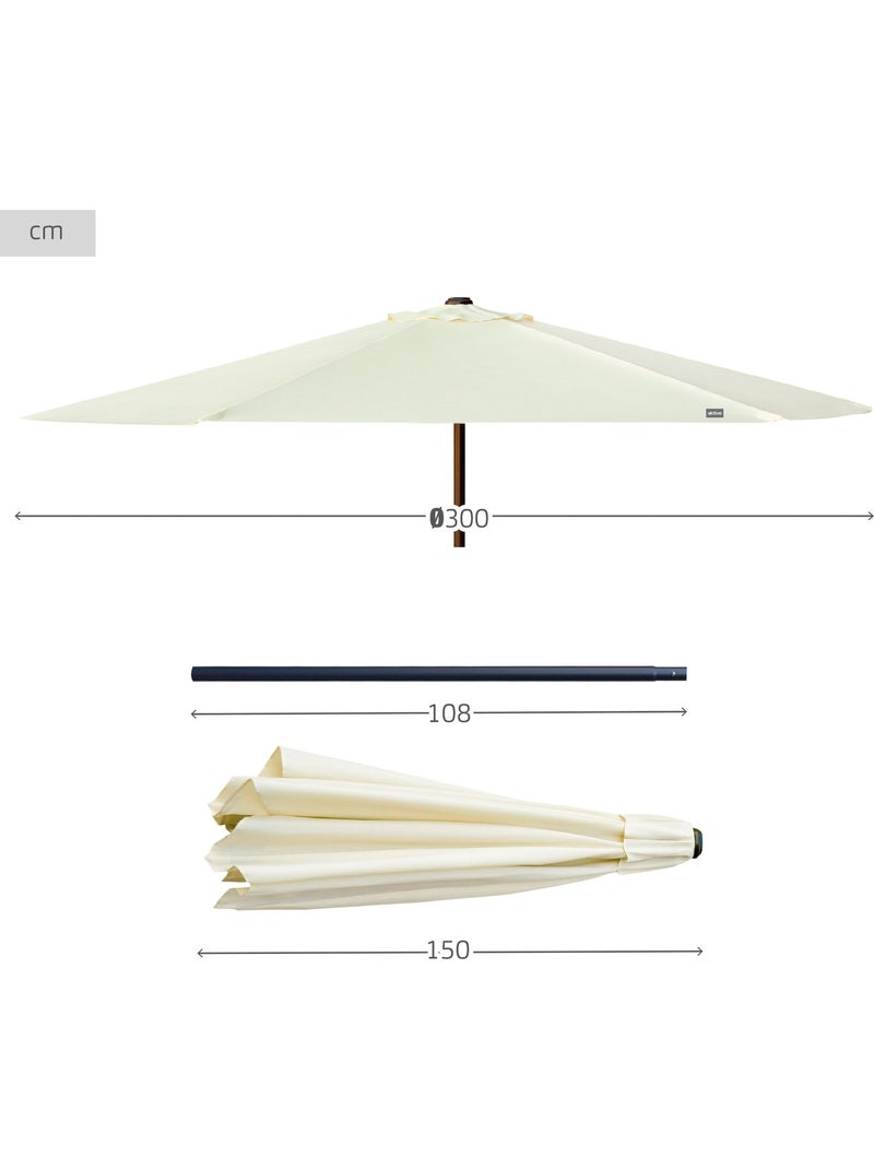 Ombrellone da giardino esagonale Ø300 cm con doppio sistema di carrucole Aktive Crema - Kiabi