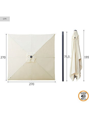Ombrellone da giardino quadrato 270x270 cm con protezione UV50 Aktive