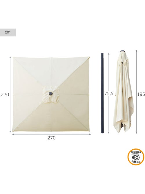 Ombrellone da giardino quadrato 270x270 cm con protezione UV50 Aktive - Kiabi