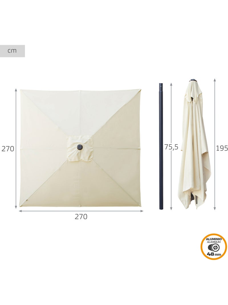 Ombrellone da giardino quadrato 270x270 cm con protezione UV50 Aktive Crema - Kiabi
