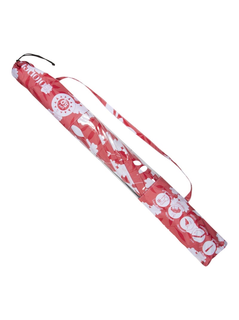 Ombrellone Tropical Flowers, Arco di 180 cm - Anti-UV UPF50+ - Struttura antivento Rosa rosso - Kiabi