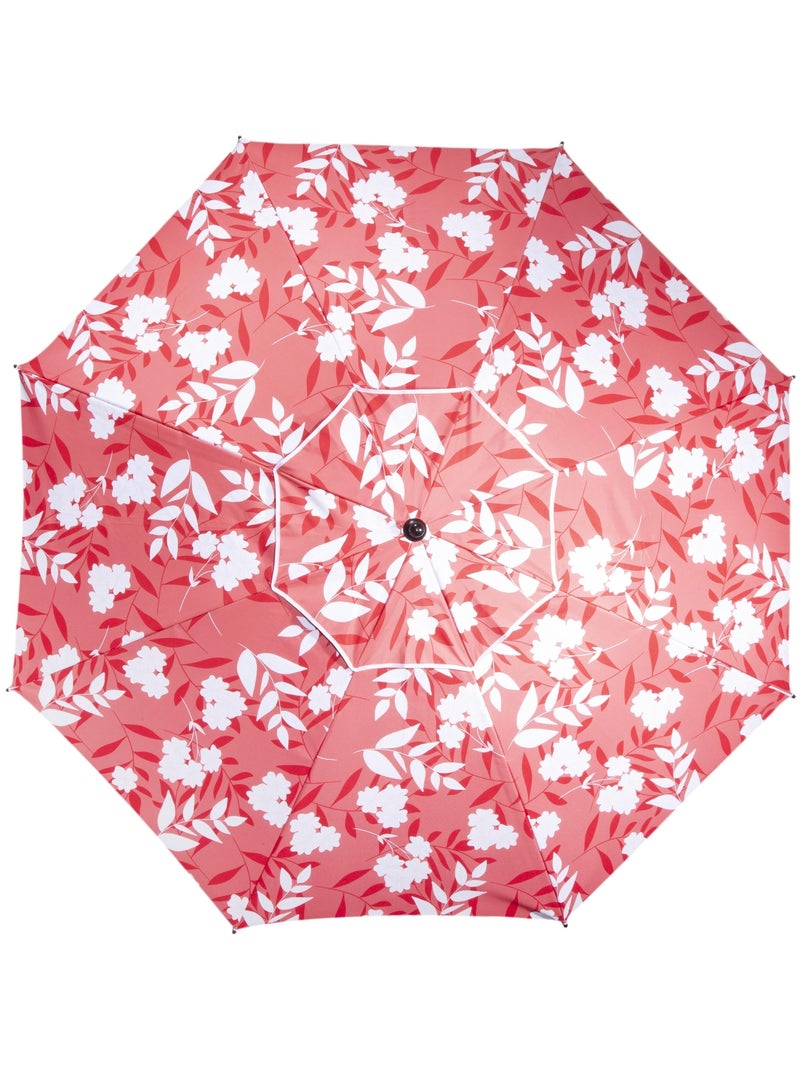 Ombrellone Tropical Flowers, Arco di 180 cm - Anti-UV UPF50+ - Struttura antivento Rosa rosso - Kiabi