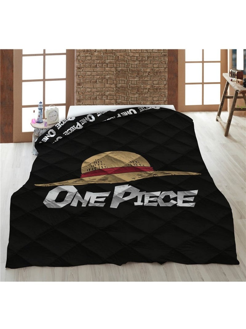 One Piece, Piumino Bambino Stampato Reversibile, CAPPELLO DI PAGLIA Nero Nero - Kiabi