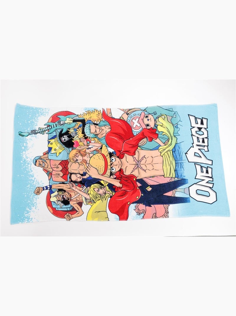 One Piece — Telo mare grande per bambini stampato 100% cotone, LUFFY Blu Blu - Kiabi