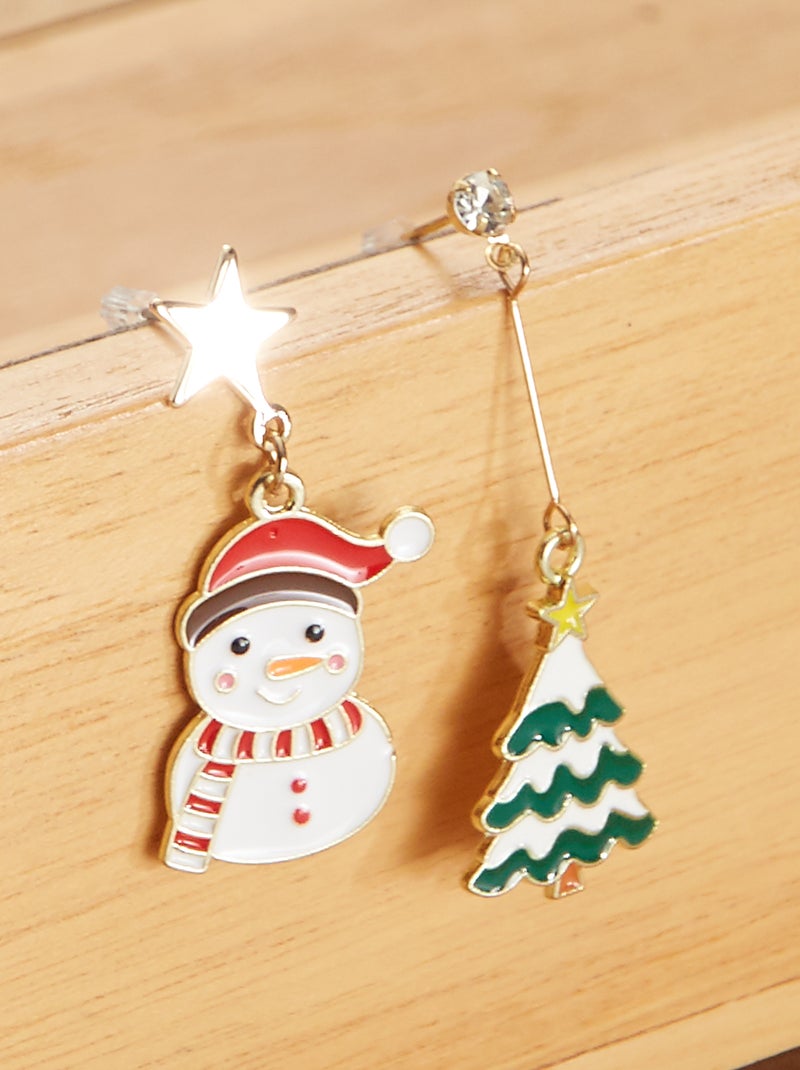 Orecchini a forma di 'albero e pupazzo di Natale' multicolore - Kiabi