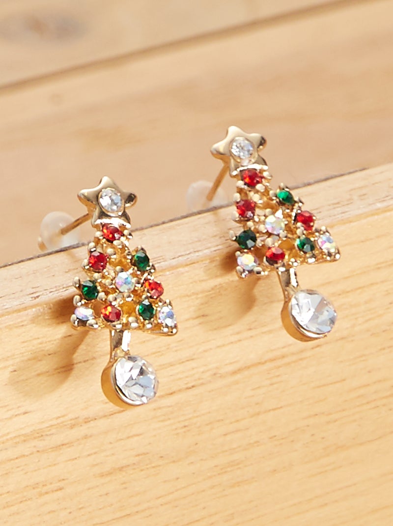 Orecchini fiori blu smaltati con strass - Pomella Vintage Shop