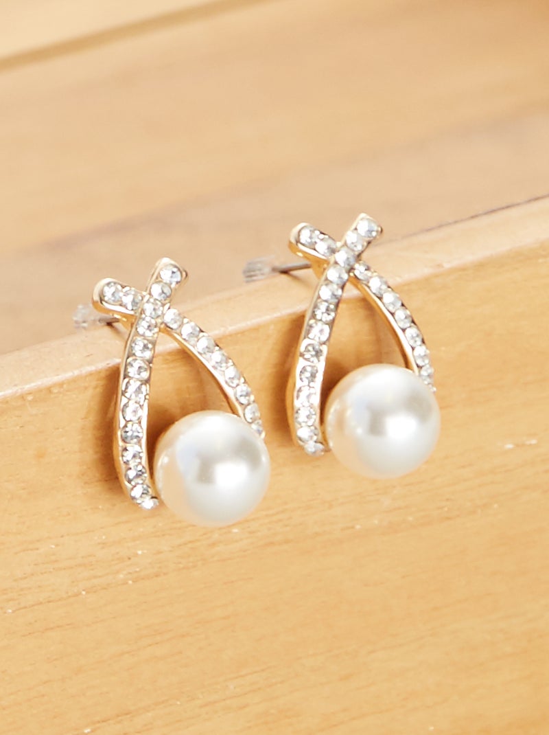 Orecchini con strass e perle dorato - Kiabi