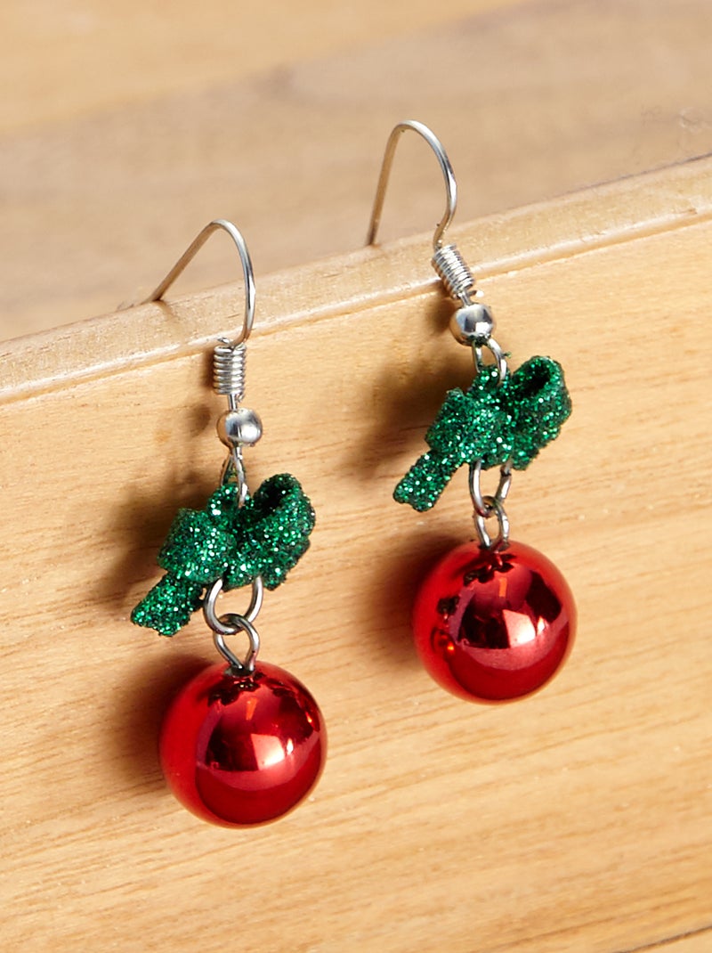 Orecchini palla di natale rosso - Kiabi