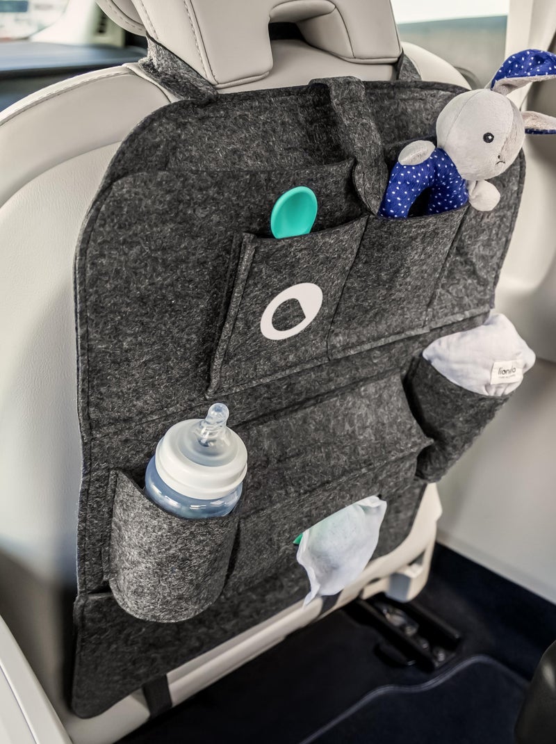 Organizer per seggiolino auto 2 in 1 - LIONELO - 7 tasche di diverse dimensioni Bianco Grigio - Kiabi
