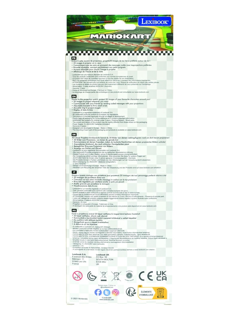 Orologio da proiezione digitale Mario Kart con 20 immagini da proiettare Rosso - Kiabi