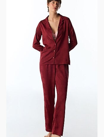 Orquidea set pigiama in raso floreale con camicia e pantaloni, maniche lunghe penti