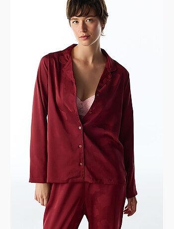 Orquidea set pigiama in raso floreale con camicia e pantaloni, maniche lunghe penti