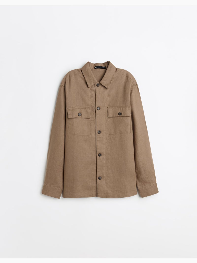Overshirt 100% lino, MO Fashion Marrone - Kiabi