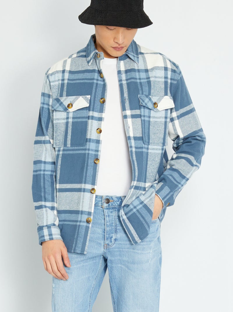 Overshirt a quadri BLU - Kiabi
