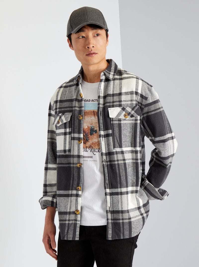 Overshirt a quadri grigio a quadri - Kiabi