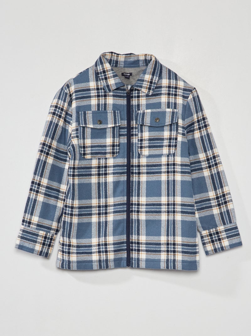 Overshirt a quadri in flanella BLU - Kiabi