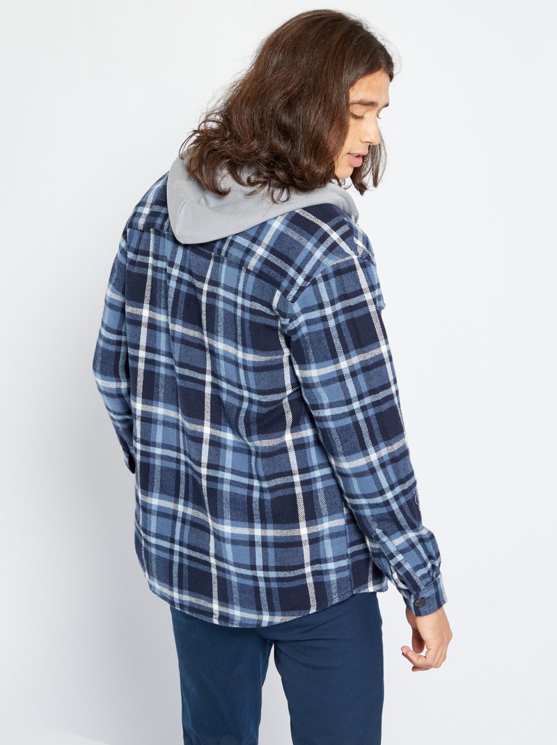 Overshirt a quadri in flanella - a quadri blu marine - - 35.00