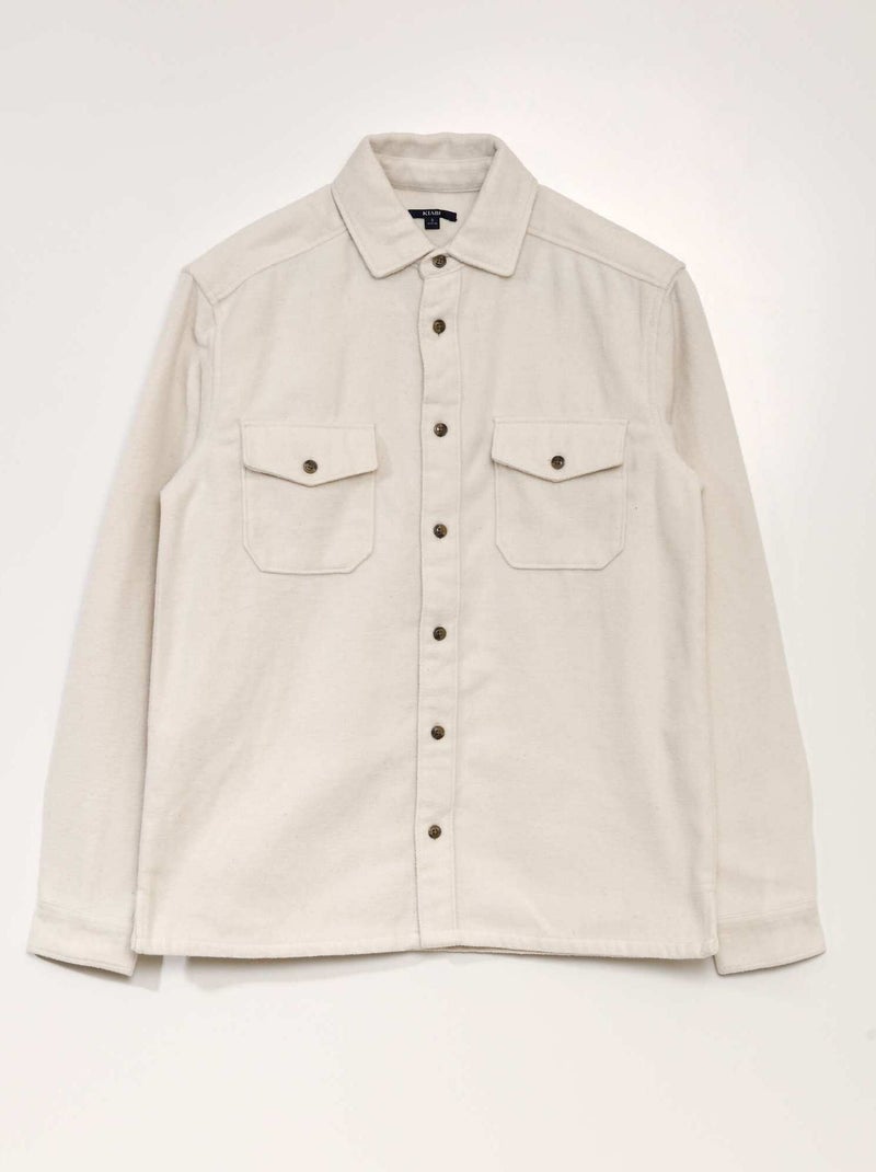 Overshirt dritta in flanella BIANCO - Kiabi