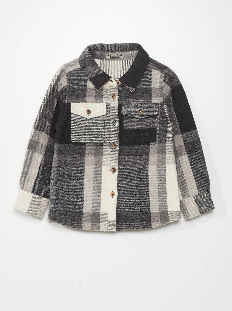 Overshirt in flanella nero/bianco - Kiabi