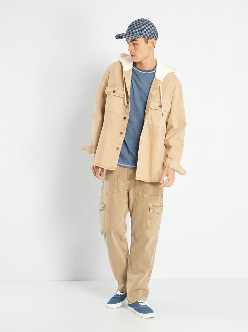 Overshirt in jeans con cappuccio BEIGE - Kiabi