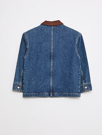 Overshirt in jeans con collo in velluto