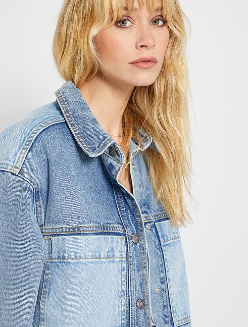 Overshirt in jeans patchwork - BLU - Kiabi - 29.00€