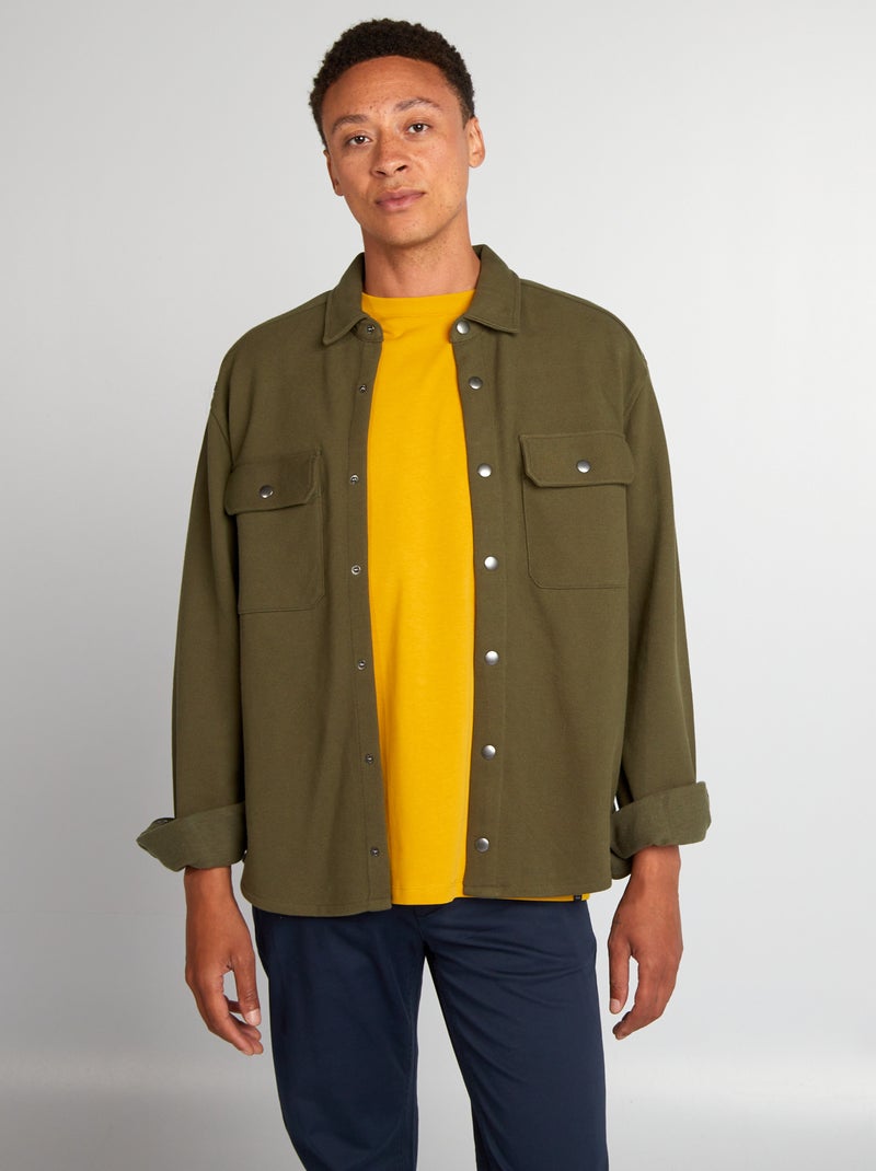 Overshirt in maglia piqué con tasca KAKI - Kiabi