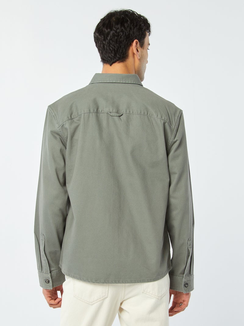 Overshirt in twill con tasche con patta KAKI - Kiabi
