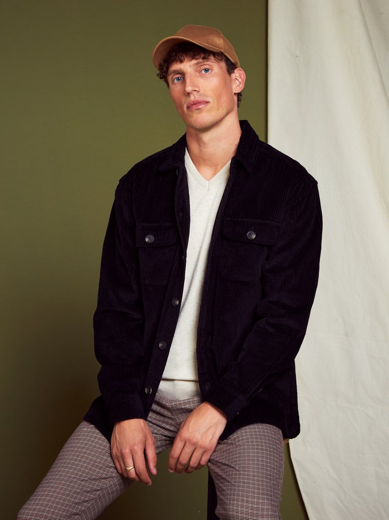 Overshirt in velluto a coste nero - Kiabi