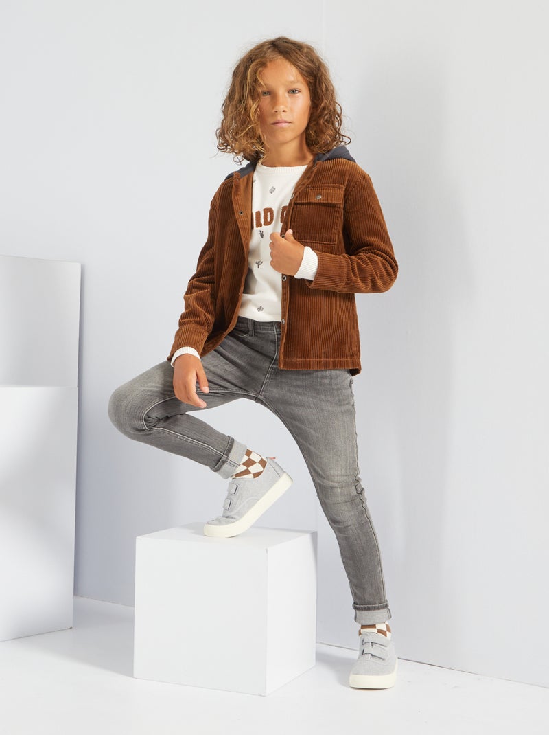 Overshirt in velluto con cappuccio ARANCIONE - Kiabi