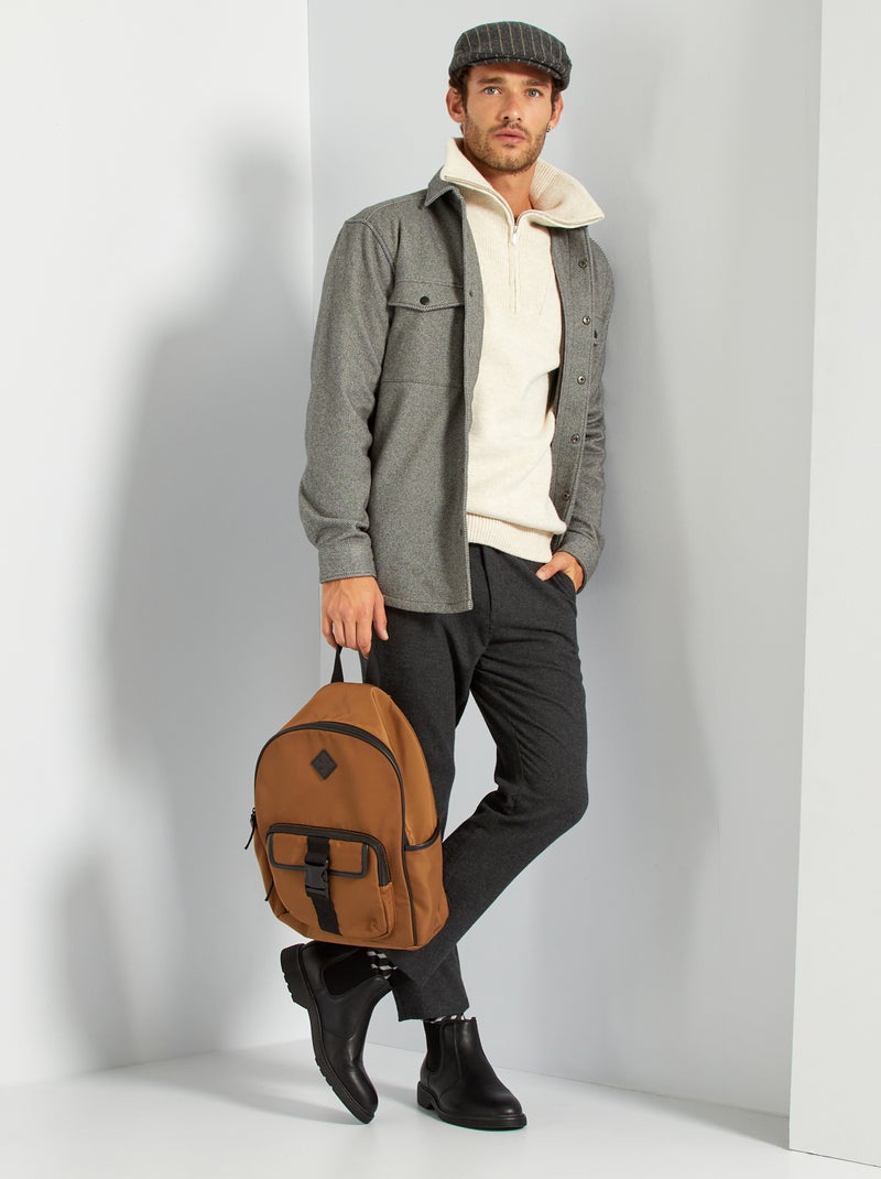 Overshirt motivo spigato Nero - Kiabi
