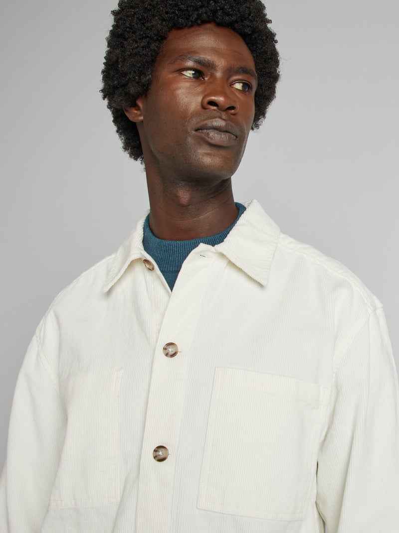 Overshirt regular in velluto BIANCO - Kiabi