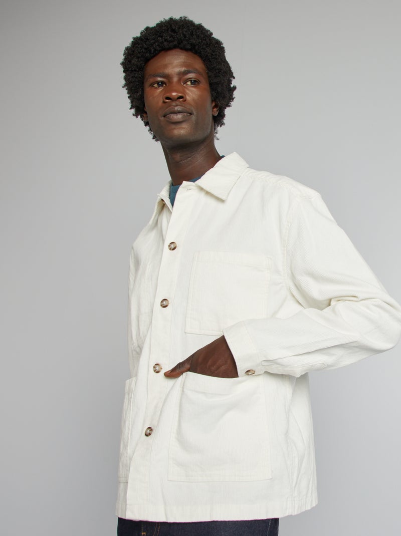 Overshirt regular in velluto BIANCO - Kiabi
