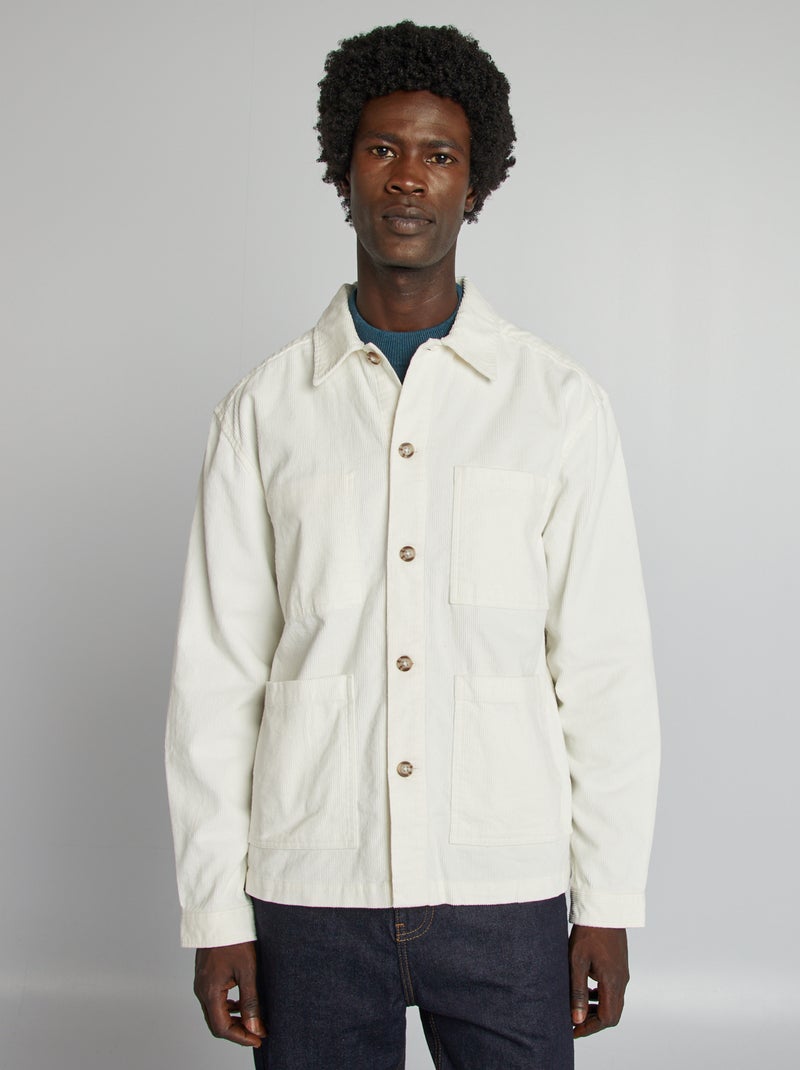 Overshirt regular in velluto BIANCO - Kiabi